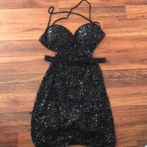 Beautiful Beaded/Sequin Black Scala Dress